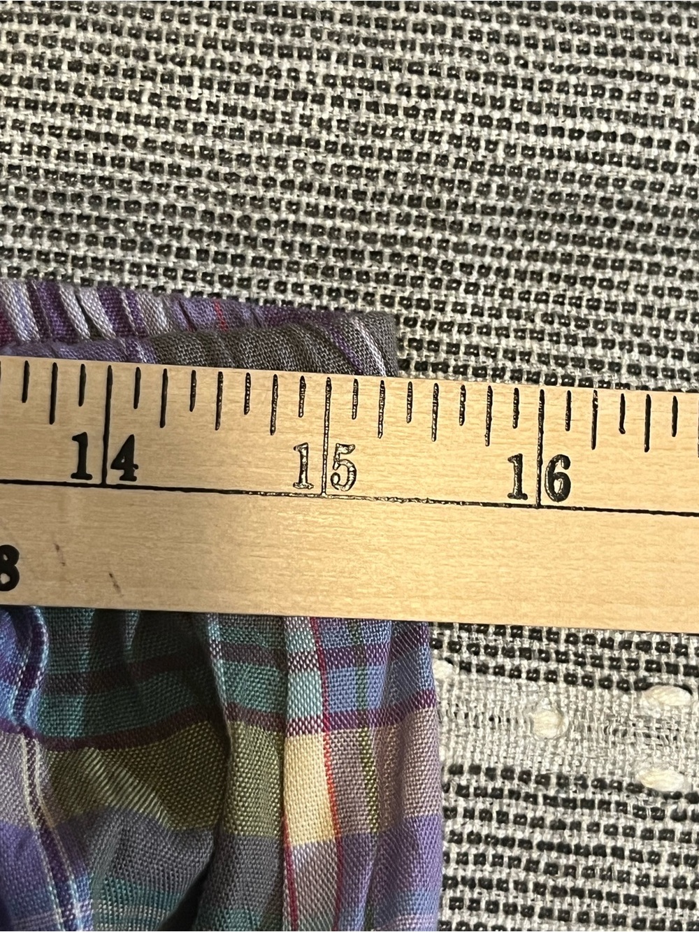 Koret Pleated Plaid Midi Skirt Large Elastic Waist Lavender Green Cotton Cottage - Picture 4 of 9